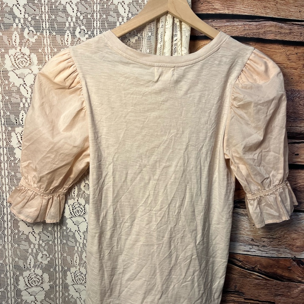 Nation LTD Pima Cotton Peach Puff Sleeve Top (108) - Picture 6 of 8